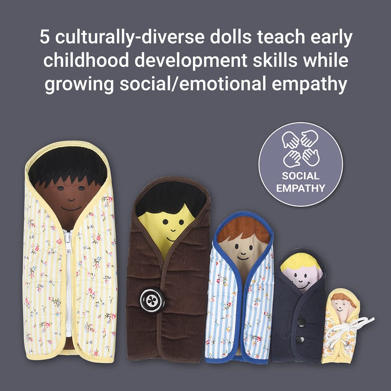 Constructive Playthings Cloth Nesting Dolls for Kids, Learning Toys with Clothing Fixtures Teaches Self-Dressing, Inclusive Diversity Dolls for Social Emotional Play, Toddler Toys for 2 Years & Up - Image 2